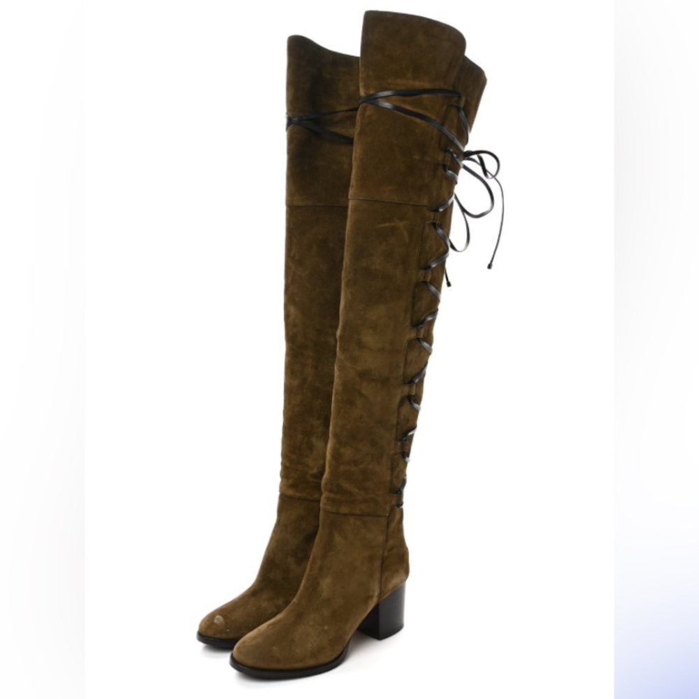 Jimmy Choo Mayfair Olive Suede Over-the-Knee Boots